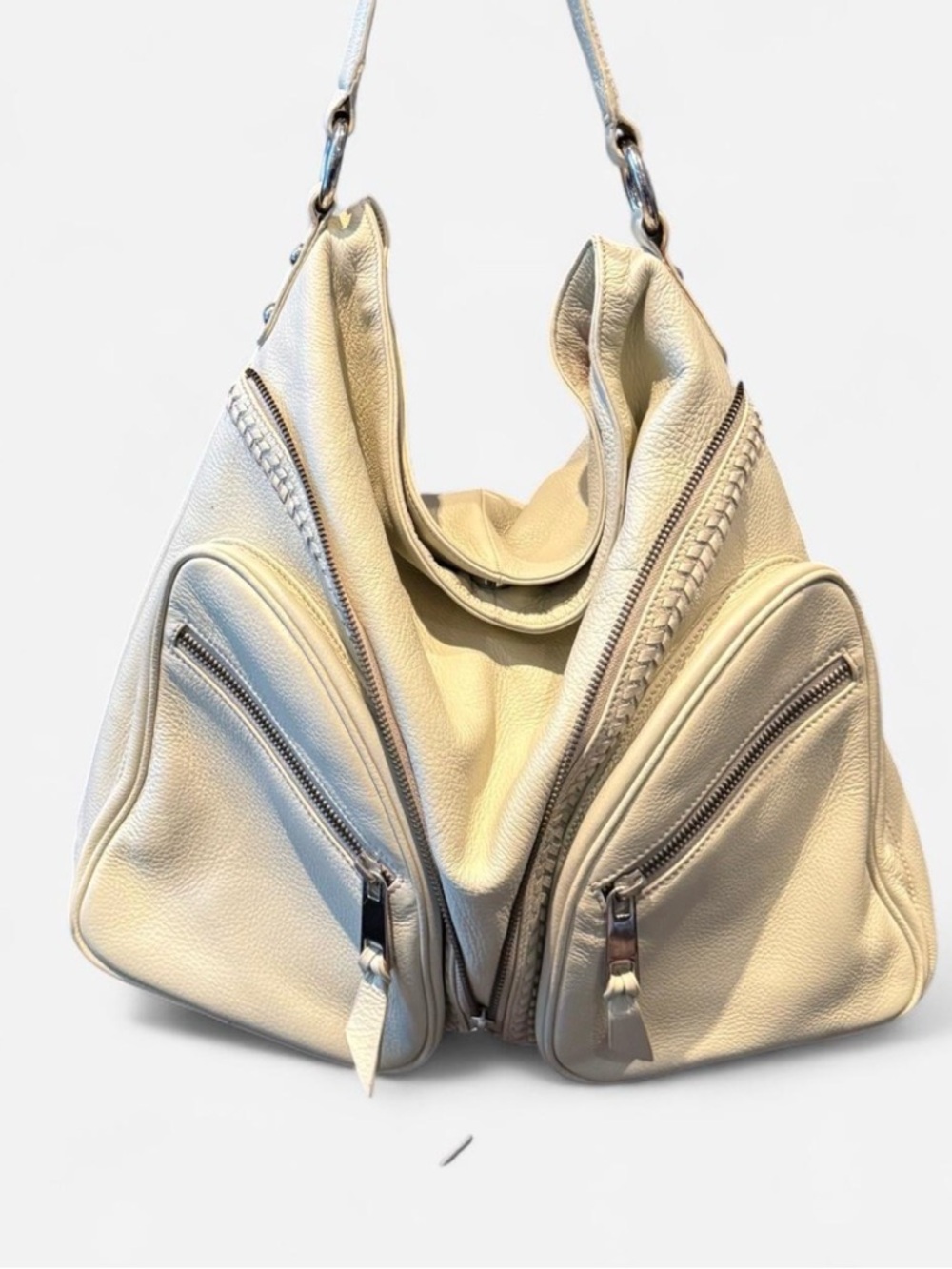 NWOT Aqua Madonna Soft Cream Leather Hobo Shoulder Bag